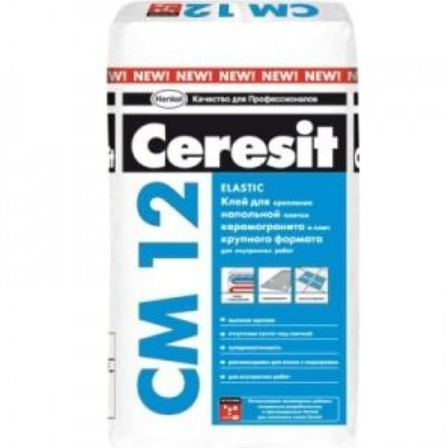 Кафельный клей Ceresit CM 12 Клей для керамогранита крупноформатной плитки 25кг
